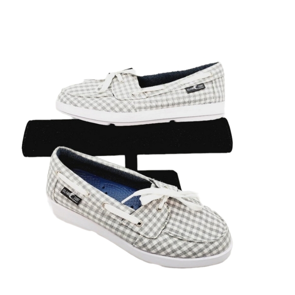 Island Surf Company Boat Shoes - Womens 8.5 - Gray & White Checkered
